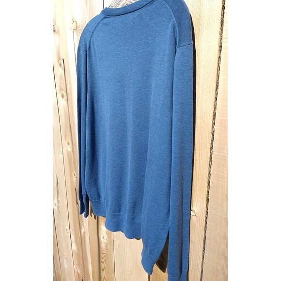 Brooks Brothers 100% Supima Cotton V-Neck Sweater Men's Large Blue - Picture 5 of 7